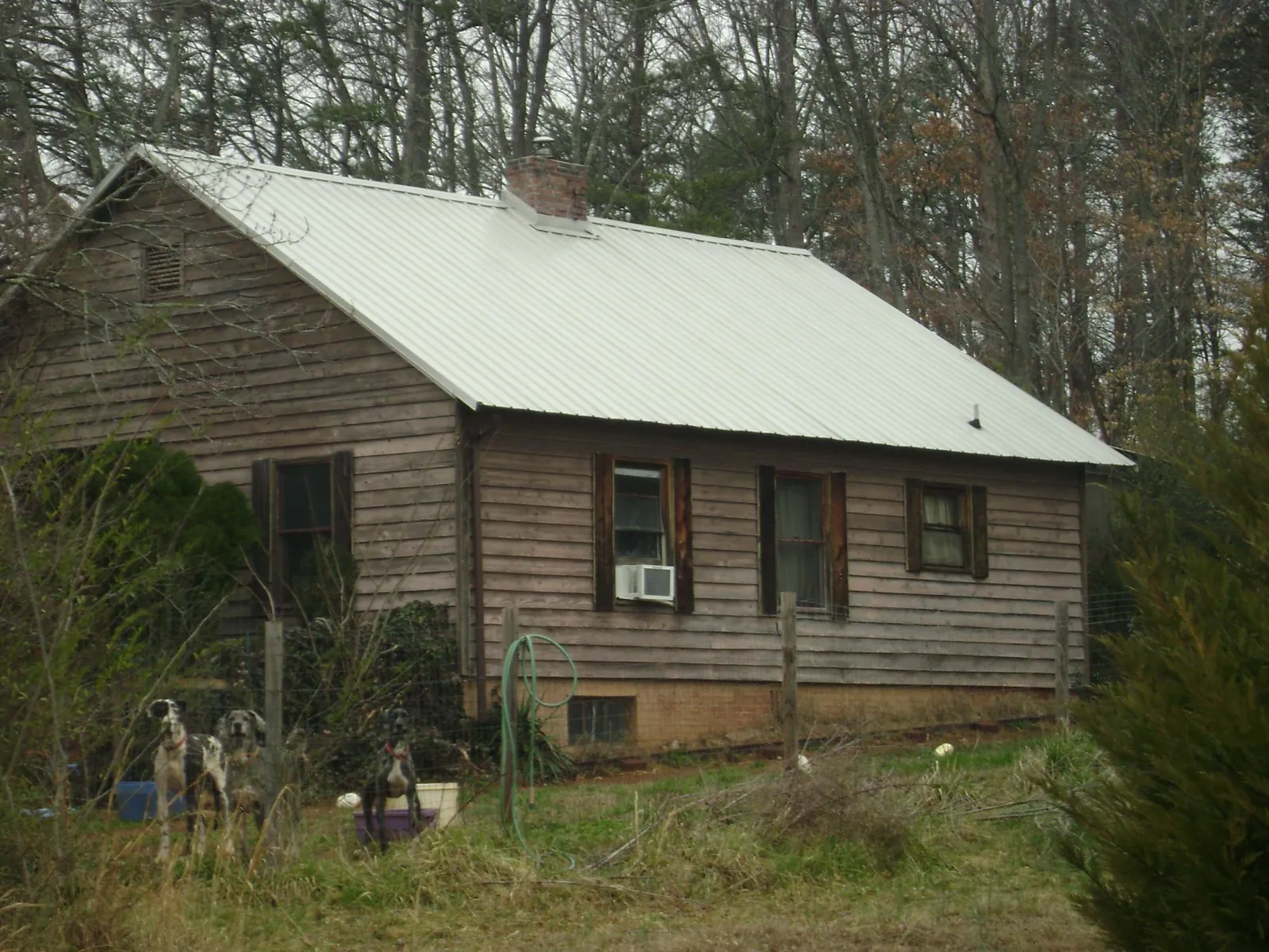 White metal roof on an old wood sided farmhouse, from a Metal Roof Installation job in Corral